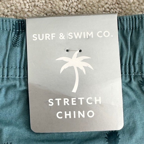 Surf & Swim Co. Stretch Chino Pineapple Print Pull-On Shorts Size L Teal NWT - Picture 8 of 13